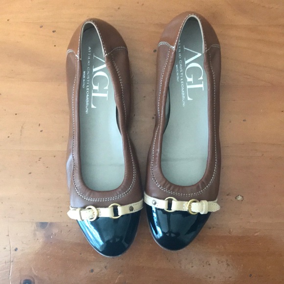 AGL black and brown leather flats size 10 - Picture 4 of 6